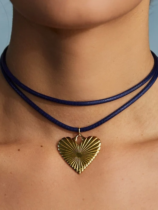 Image number 2 showing, Exclusive Gap Denim Ribbed Heart of Gold Necklace