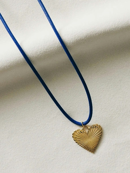 Image number 3 showing, Exclusive Gap Denim Ribbed Heart of Gold Necklace