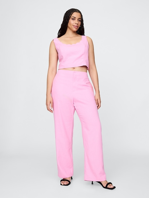 Image number 6 showing, Linen-Blend Relaxed Straight Ankle Pants