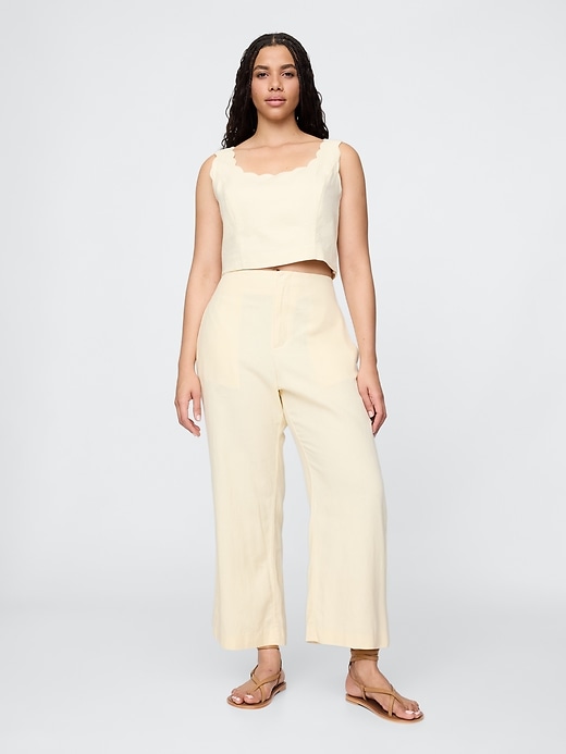 Image number 6 showing, Linen-Blend Relaxed Straight Ankle Pants