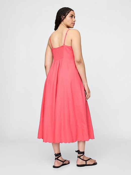 Image number 6 showing, Linen-Blend Scalloped Midi Dress