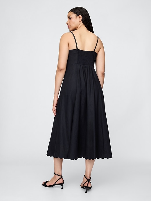 Image number 6 showing, Linen-Blend Scalloped Midi Dress