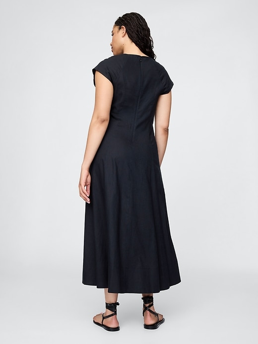 Image number 6 showing, Linen-Blend Cap-Sleeve Midi Dress