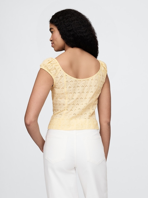 Image number 2 showing, Cap-Sleeve Eyelet Top