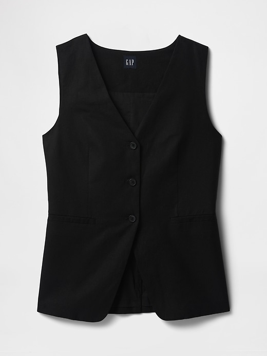 Image number 5 showing, Linen-Blend Longline Vest