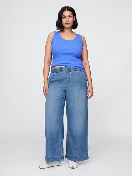 Image number 5 showing, Mid Rise UltraSoft Pleated Easy Baggy Jeans