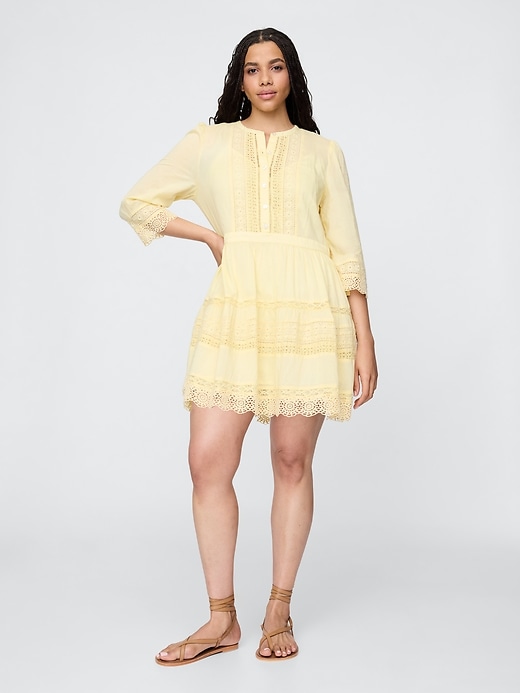 Image number 5 showing, Lace-Trim Mini Dress