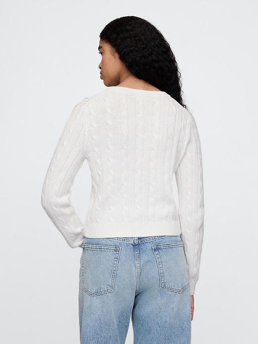 Image number 3 showing, Classic Cable-Knit V-Neck Sweater