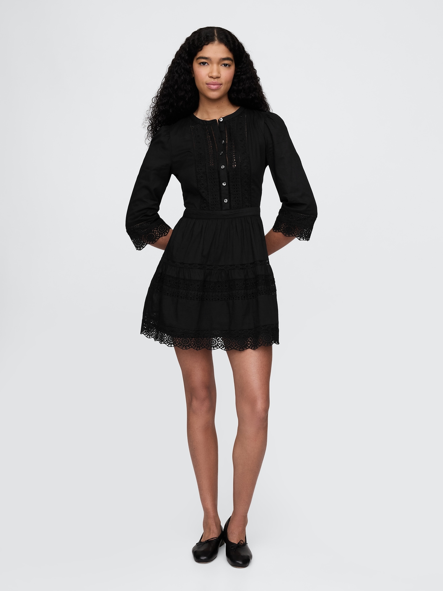 Lace-Trim Mini Dress