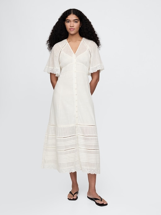 Image number 1 showing, Lace-Trim Midi Dress