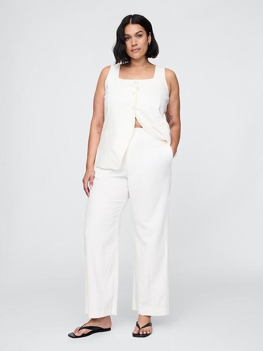 Image number 6 showing, Linen-Blend Relaxed Straight Ankle Pants