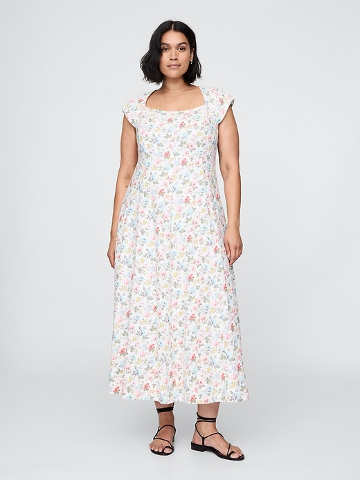 Image number 5 showing, Linen-Blend Cap-Sleeve Maxi Dress