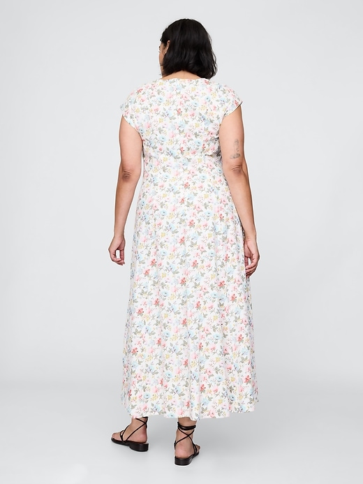 Image number 6 showing, Linen-Blend Cap-Sleeve Maxi Dress