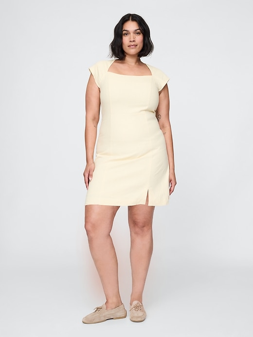 Image number 5 showing, Linen-Blend Cap-Sleeve Mini Dress