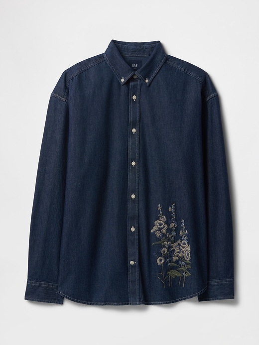 Image number 5 showing, Embroidered Denim Big Shirt