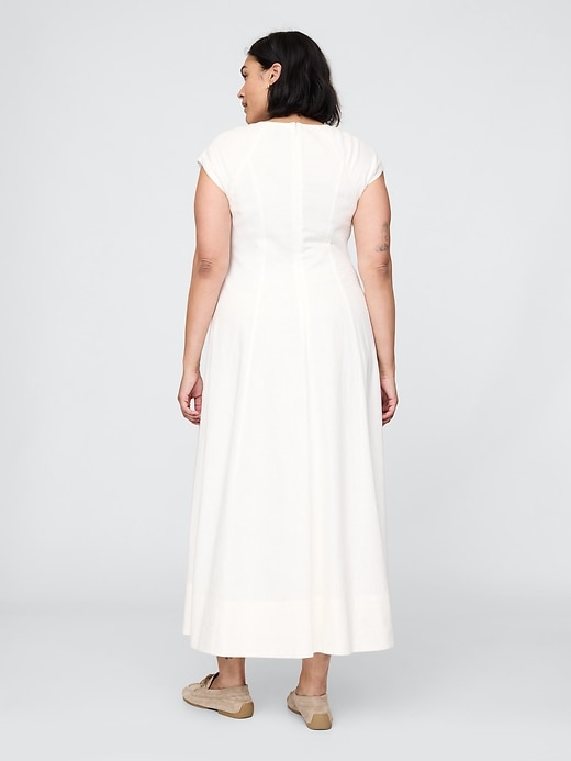 Image number 6 showing, Linen-Blend Cap-Sleeve Midi Dress