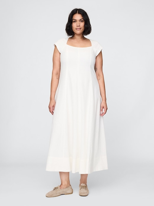 Image number 5 showing, Linen-Blend Cap-Sleeve Midi Dress