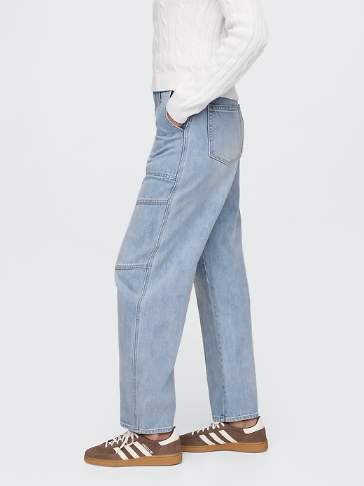 Image number 3 showing, High Rise Seamed Barrel Jeans