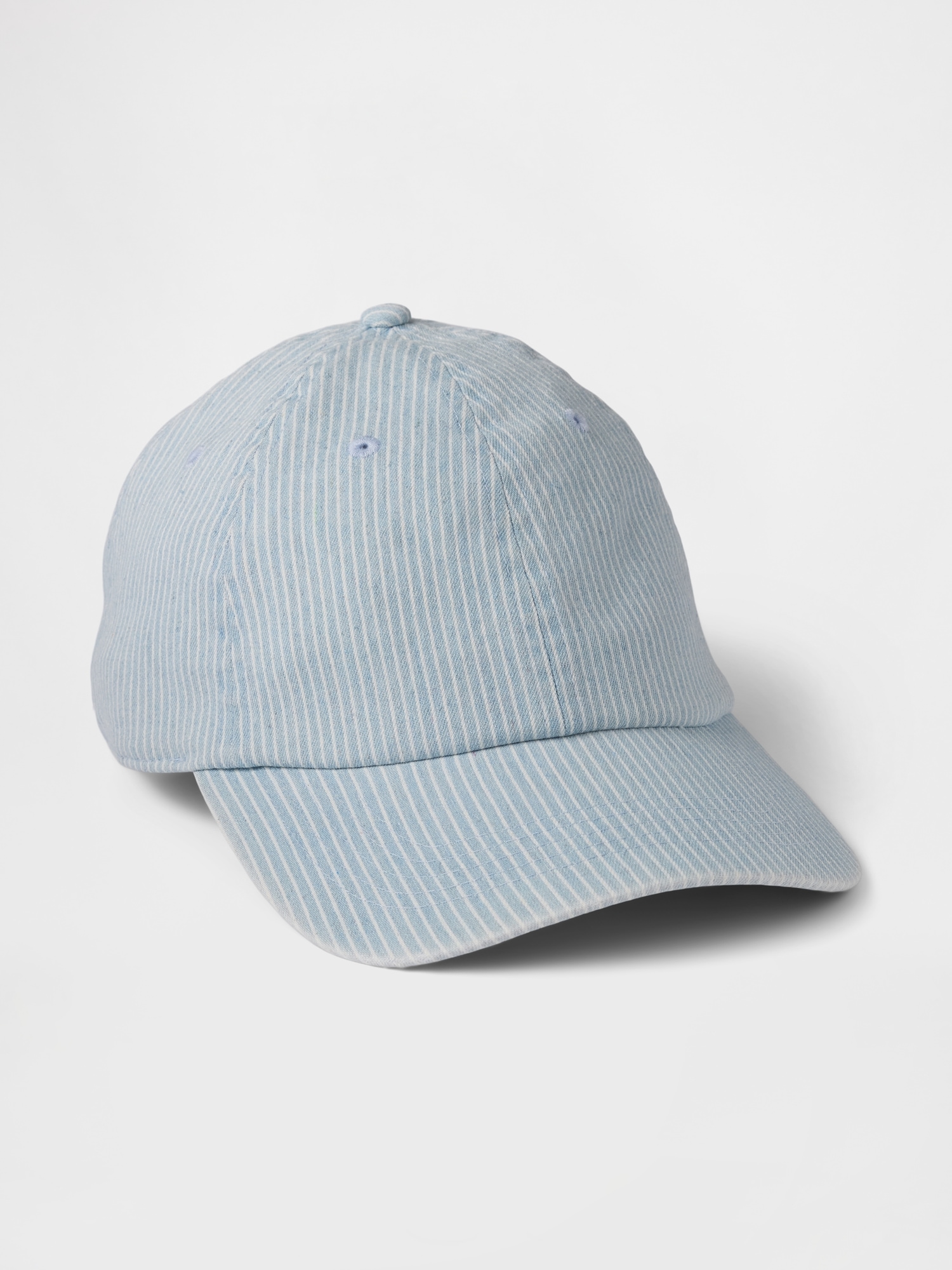 Pinstripe Denim Baseball Hat - Gray