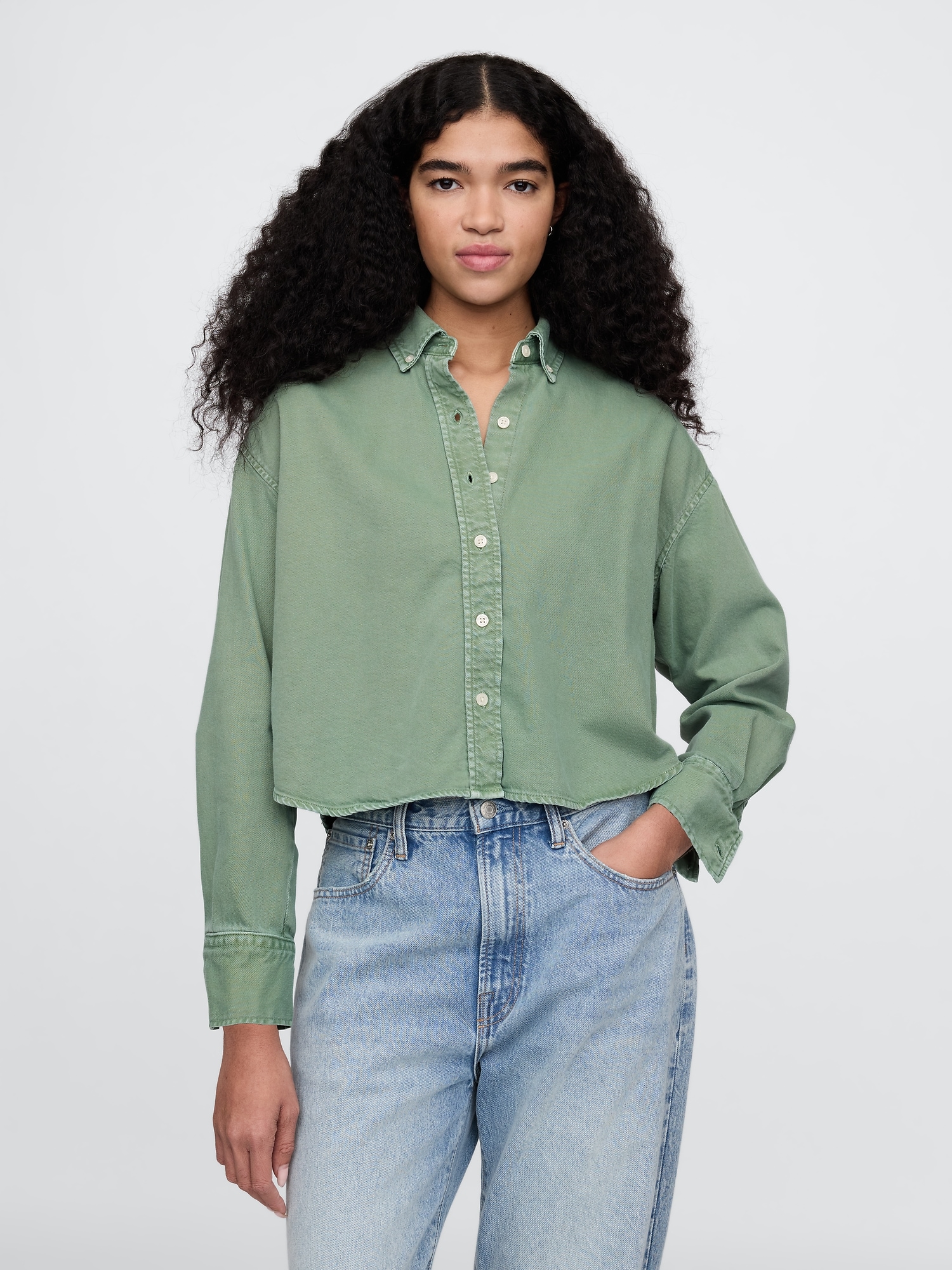 UltraSoft Denim Cropped Big Shirt