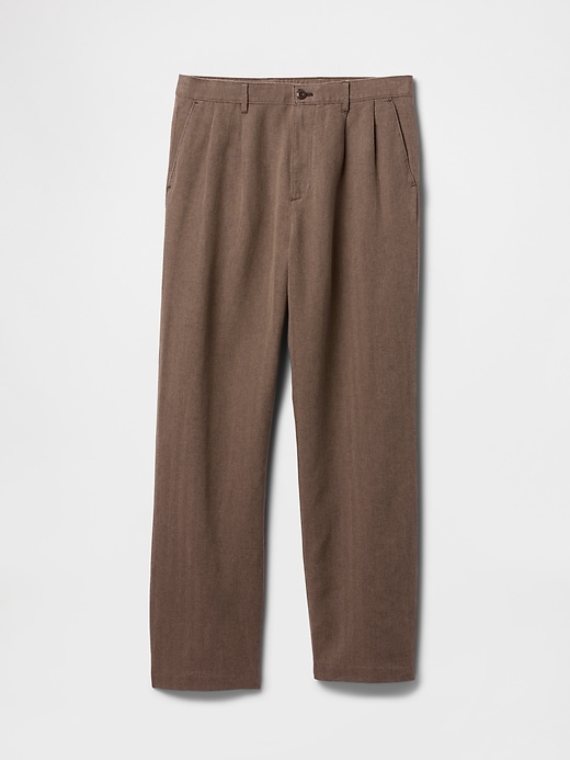 Image number 6 showing, Linen-Cotton '90s Loose Pleated Khakis