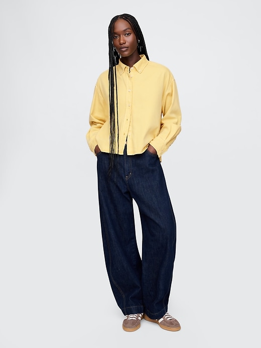 Image number 3 showing, UltraSoft Denim Cropped Swing Shirt