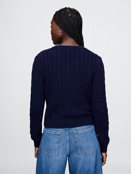 Image number 3 showing, Classic Cable-Knit V-Neck Sweater