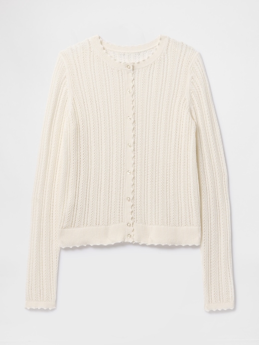 Image number 5 showing, Linen-Blend Pointelle Cardigan