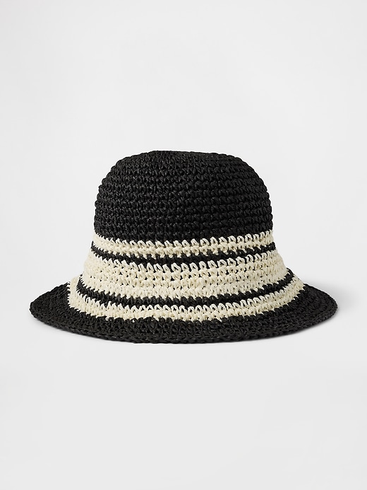 Image number 1 showing, Striped Straw Bucket Hat