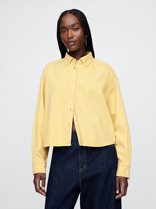 Image number 1 showing, UltraSoft Denim Cropped Swing Shirt