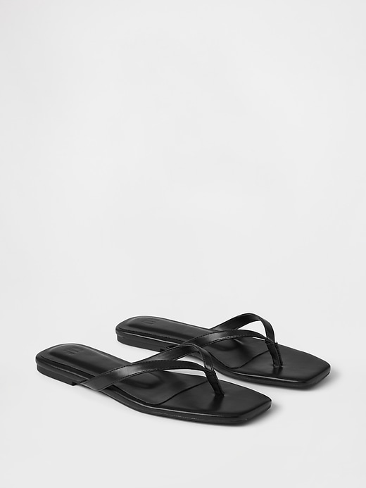 Image number 2 showing, Vegan Leather Flip Flop Sandals