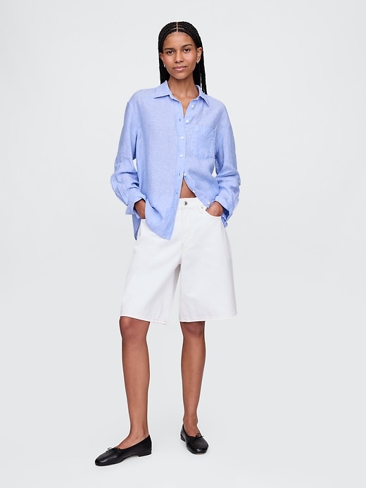 Image number 3 showing, 100% Linen Oversized Shirt