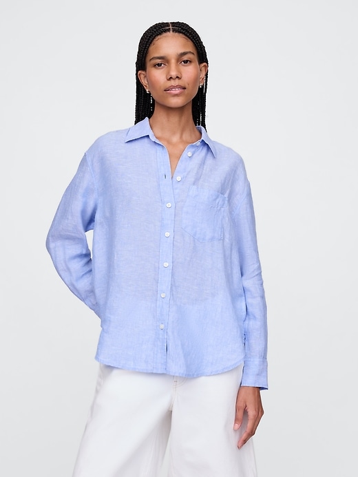 Image number 1 showing, 100% Linen Oversized Shirt