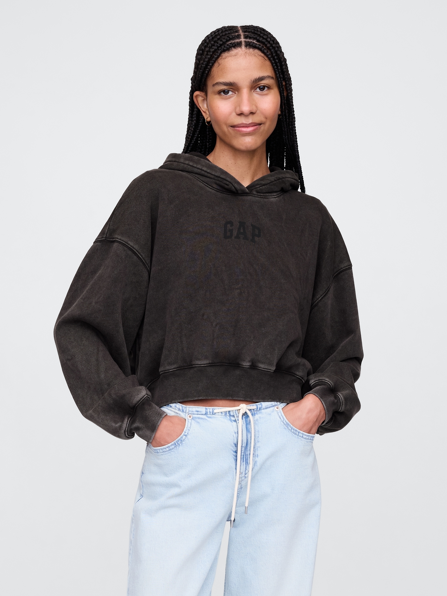 VintageSoft Arch Logo Cropped Hoodie