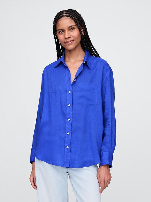 Image number 1 showing, 100% Linen Oversized Shirt