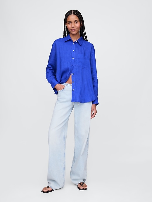 Image number 3 showing, 100% Linen Oversized Shirt