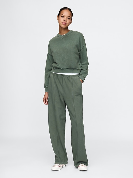 Image number 1 showing, Heavyweight French Terry Seamed Wide-Leg Sweatpants