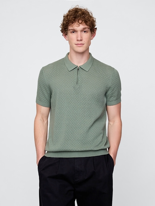 Image number 1 showing, Crochet Polo Shirt