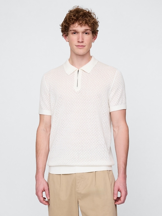 Image number 1 showing, Crochet Polo Shirt