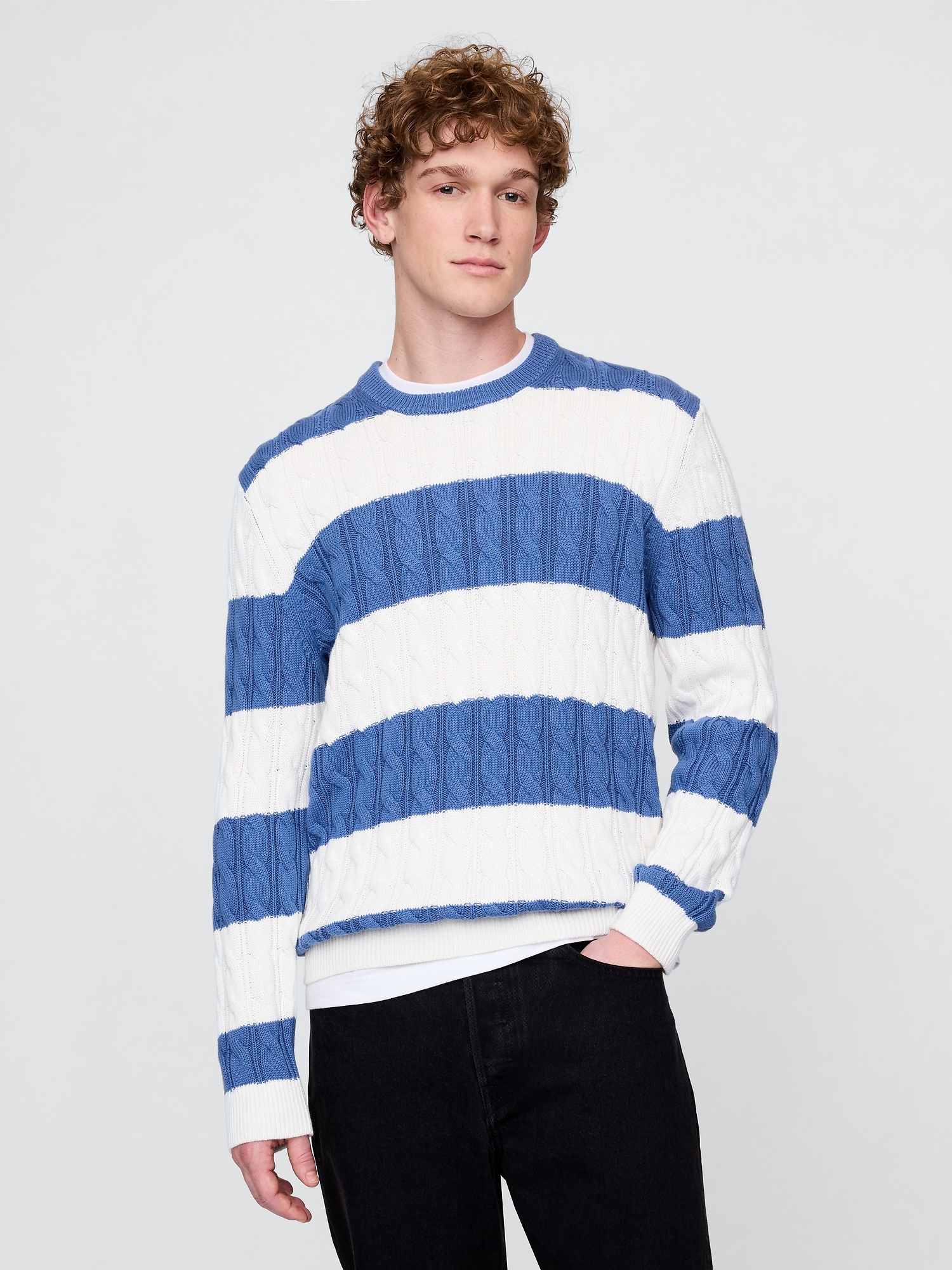 Classic Cable-Knit Sweater - Blue