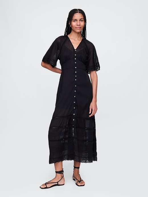 Image number 1 showing, Lace-Trim Midi Dress