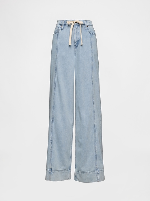 View large product image 1 of 1. Mid Rise UltraSoft Denim Baggy Trousers