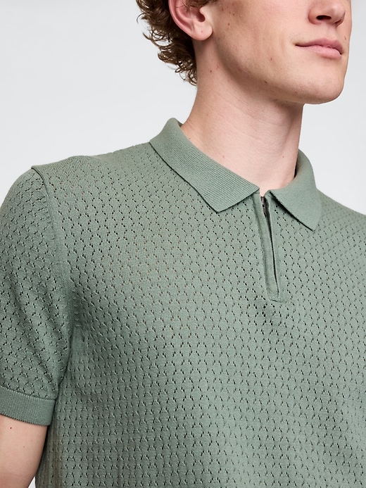 Image number 4 showing, Crochet Polo Shirt