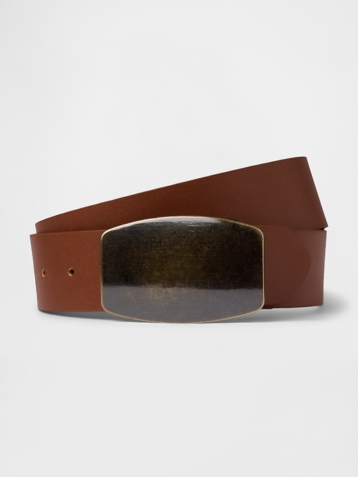 Image number 1 showing, Vegan Leather Flat Buckle Belt