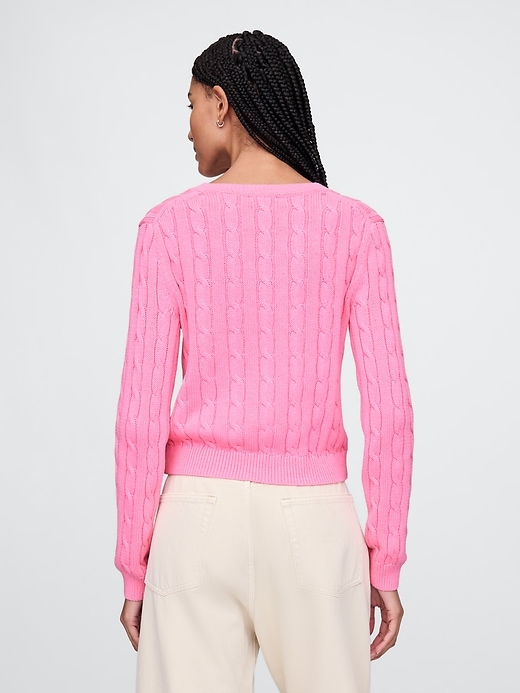 Image number 3 showing, Classic Cable-Knit V-Neck Sweater