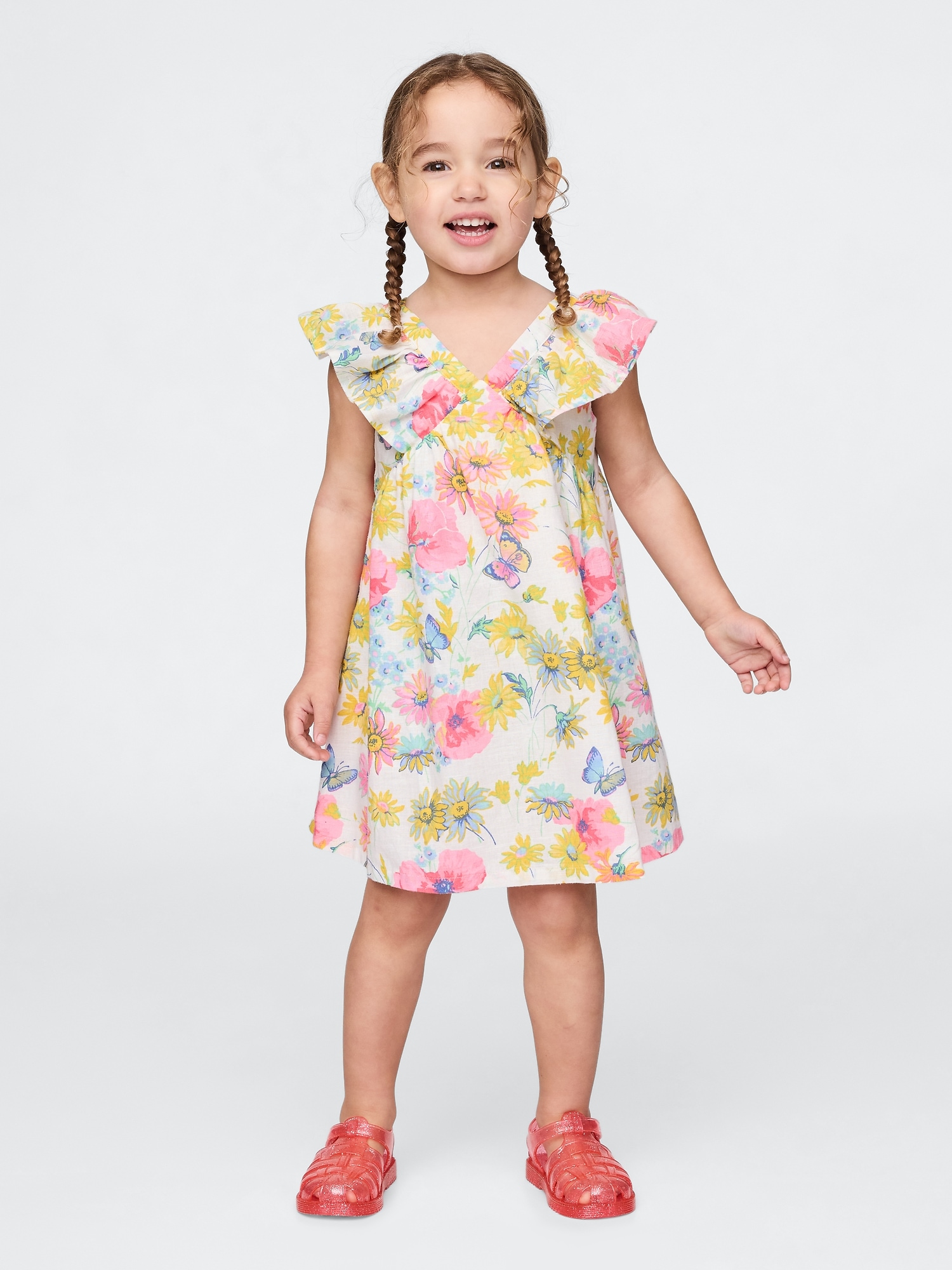 Baby & Toddler Linen-Cotton Ruffle Dress