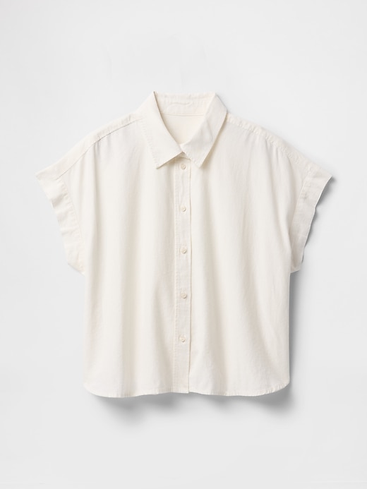 Image number 5 showing, Linen-Blend Cropped Shirt