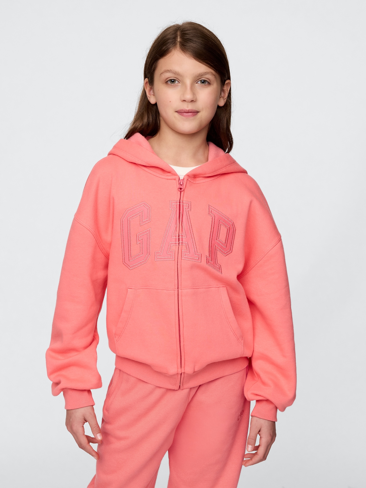 Kids Vintage Soft Oversized Logo Zip Hoodie