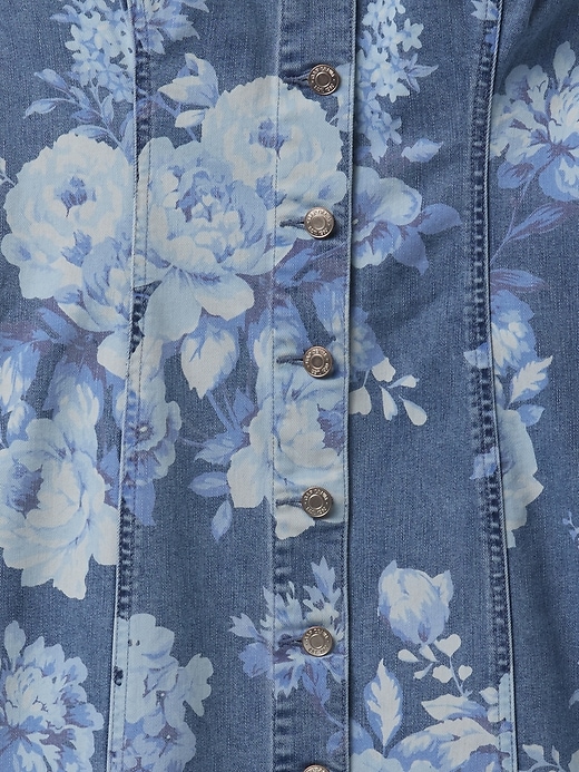 Image number 4 showing, Denim Floral Mini Dress