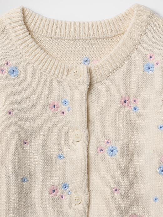 Image number 3 showing, Baby Floral Embroidered Cardigan Sweater